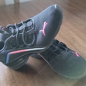 Puma Women's Black Sneakers with Pink Accents